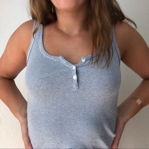 Brandy Melville Striped Blue and White Tank
